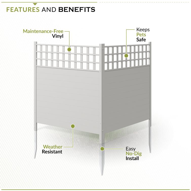 【新品】FASCENT_I FIG YOU Keswick Vinyl Privacy Fence and Screen Kit (44in H x 42in W)